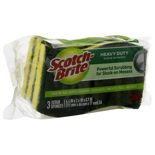 Image for Scotch Brite Scrub Sponges, Heavy Duty, 3 Pack,3ea from AuBurn Garnett