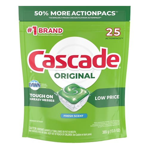 Image for Cascade Dishwasher Detergent, Fresh Scent, Action Pacs,25ea from AuBurn Garnett
