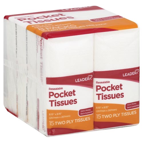 Image for Leader Pocket Tissues, Resealable, Two Ply,8ea from AuBurn Garnett