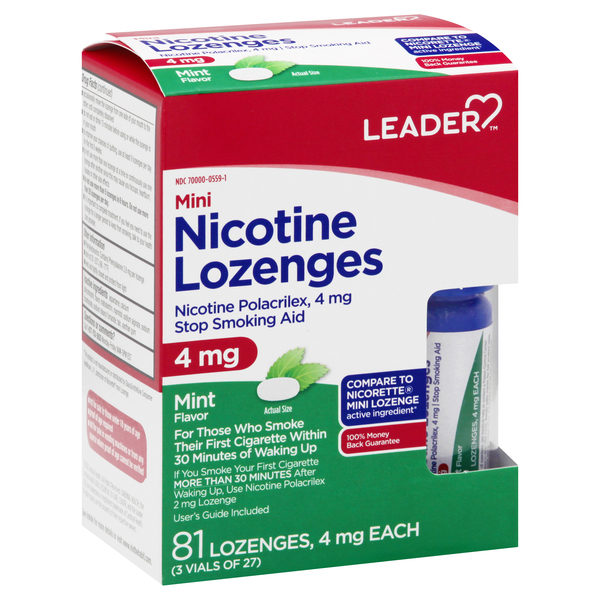 Image for Leader Stop Smoking Aid, 4 mg, Lozenges, Mint Flavor, Mini,81ea from AuBurn Garnett