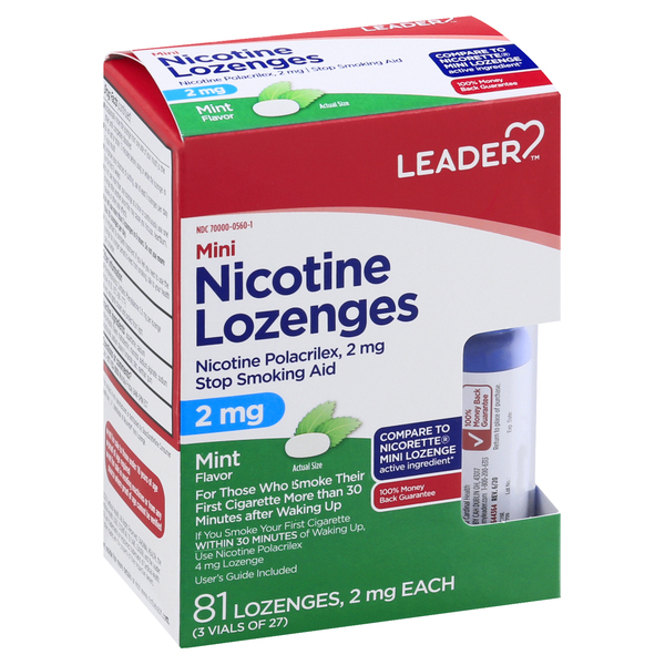 Image for Leader Stop Smoking Aid, 2 mg, Lozenges, Mint Flavor,5.29ea from AuBurn Garnett