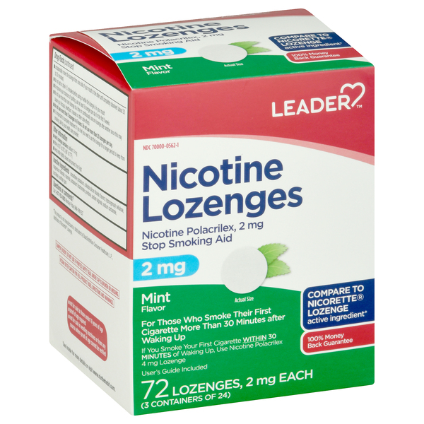 Image for Leader Stop Smoking Aid, 2 mg, Lozenges, Mint Flavor,72ea from AuBurn Garnett