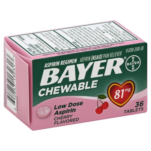 Image for Bayer Aspirin, Low Dose, 81 mg, Chewable Tablets, Cherry Flavored,36ea from AuBurn Garnett